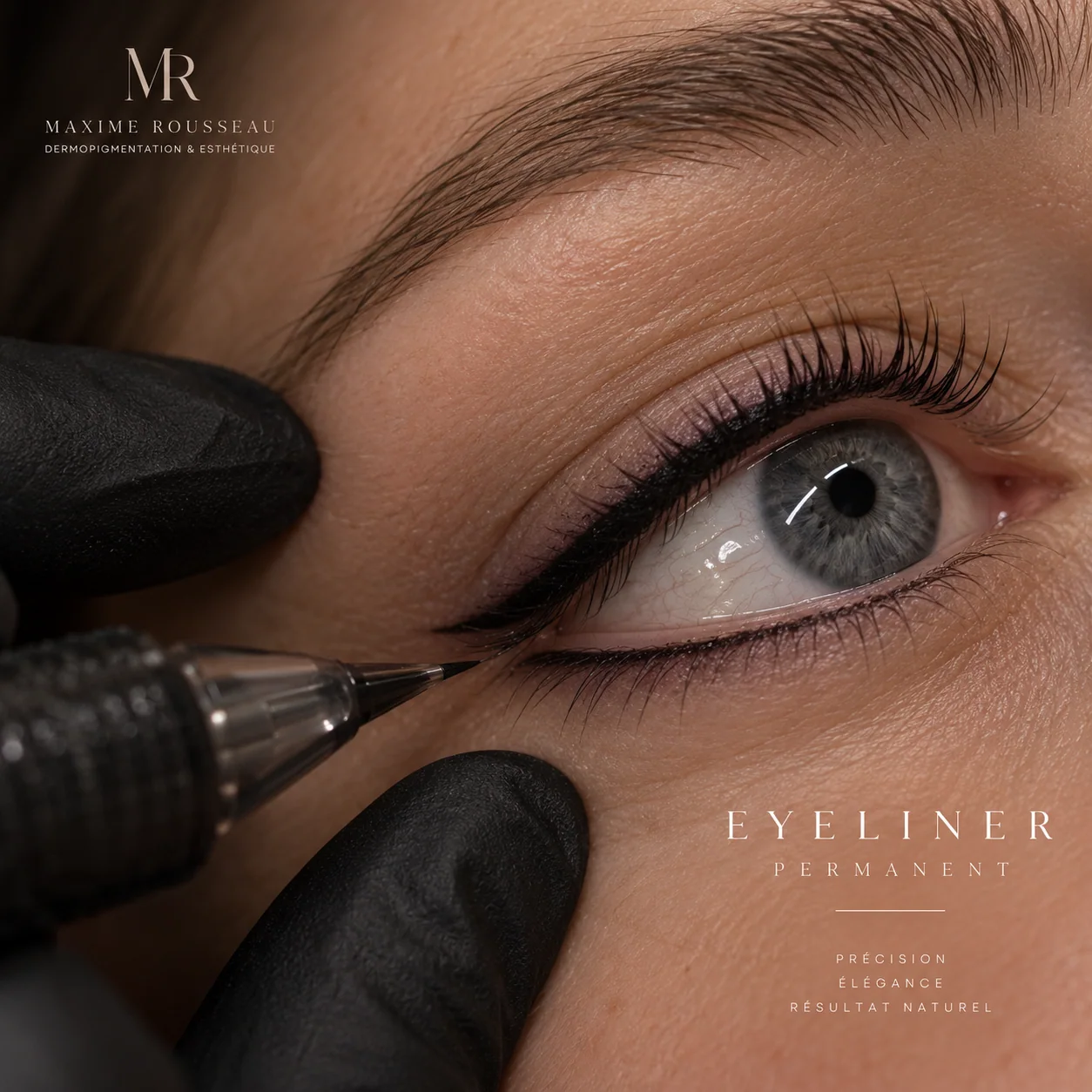 Résultat d’eye-liner permanent réalisé par Maxime Rousseau