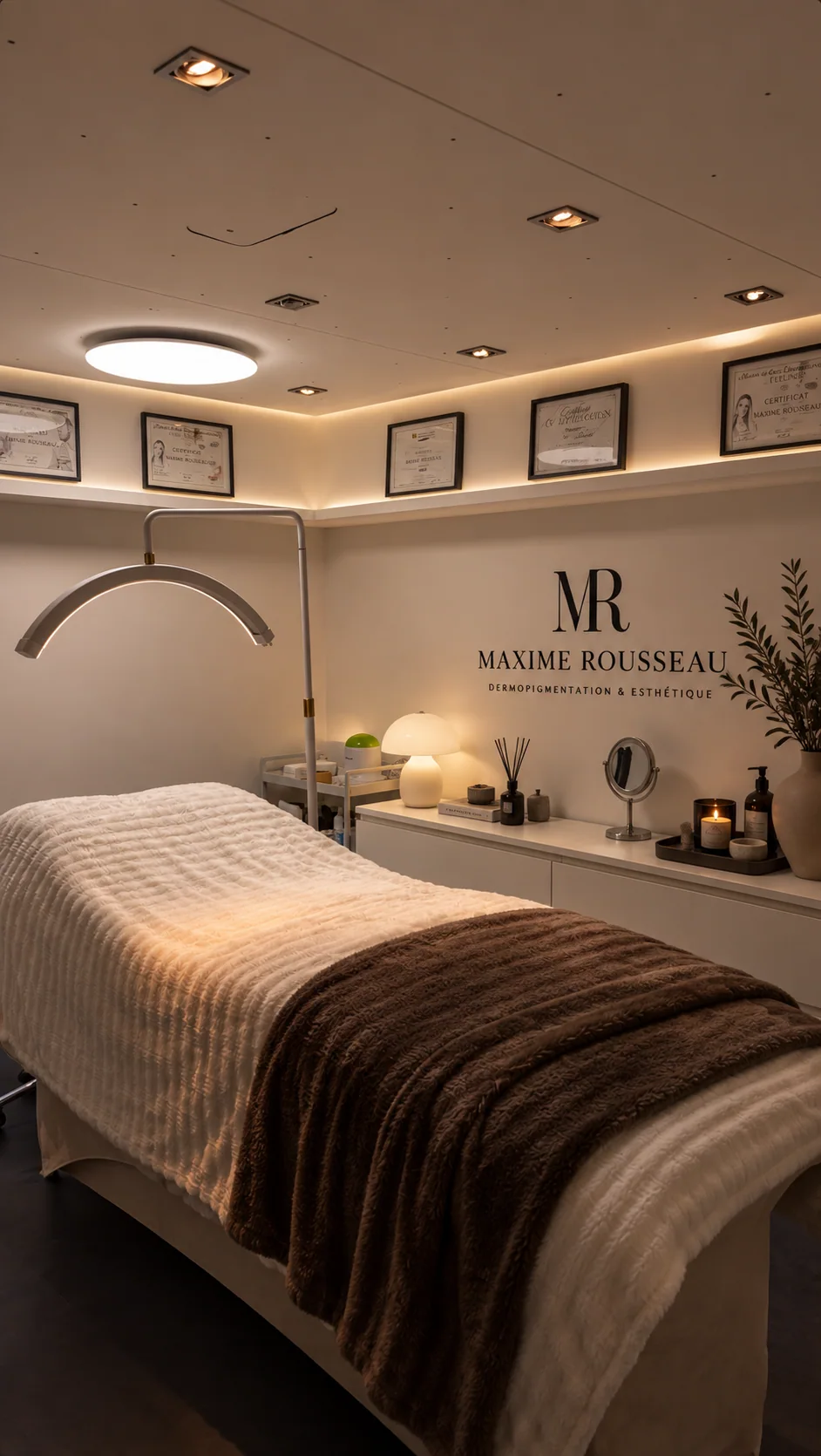 Cabine de soins actuelle de Maxime Rousseau — Dermopigmentation & Esthétique
